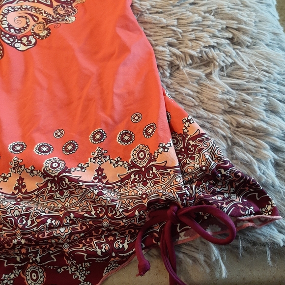 Athleta Orange Paisley Side-Scrunch Tankini Top size ST (Small Tall) - Picture 8 of 15